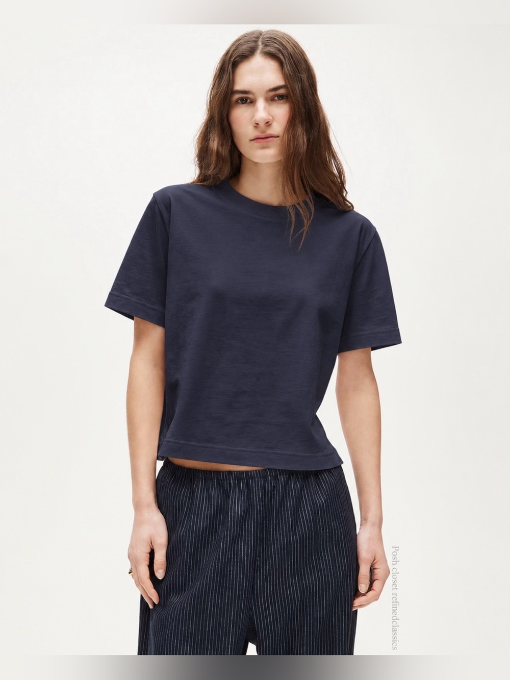 J.Crew Boyfriend jersey relaxed cropped T-shirt in navy